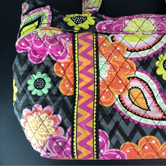 Vera Bradley Ziggy Zinnia Medium Chevron Crescent Tote Bag - Picture 8 of 14